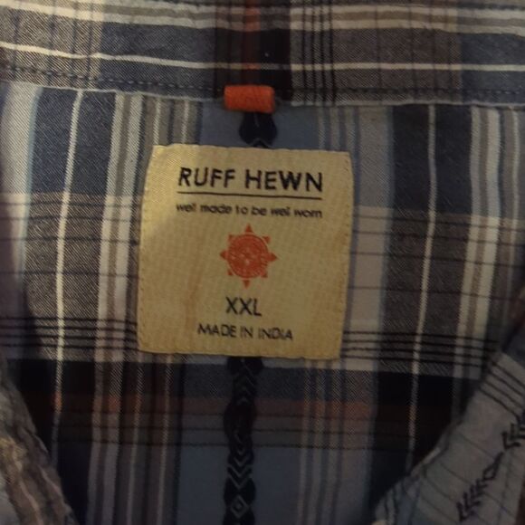 Ruff Hewn Woman Blue Multi Color Plaid Button Up 100% Cotton Front Pocket - Picture 3 of 7